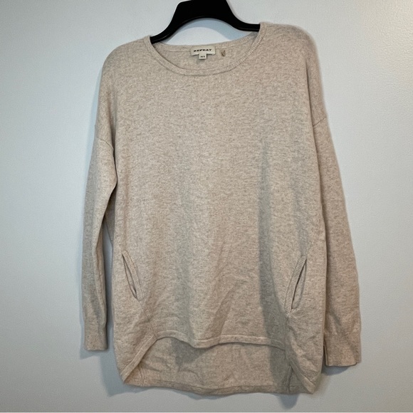 REPEAT WOOL/CASHMERE Oatmeal Tan SWEATER 38/S - Picture 1 of 5